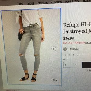 Gray ripped high waisted skinny jeans